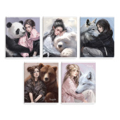 Комплект тетрадей школьных ученических (5 штук), А5+, 48 л, вн.блок - клетка, (ТОТЕМНОЕ ЖИВОТНОЕ) купить