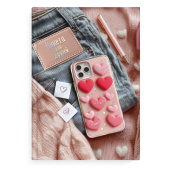 Анкета для друзей ТЕЛЕФОН С СЕРДЕЧКАМИ (А5, 145х205 мм, 128 л., твёрдый переплёт, глянцевая ламинация, тиснение фольгой купить