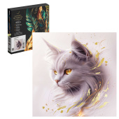 Картина по номерам с поталью ЗОЛОТАЯ КОШКА (30х30 см, 14 цветов, с акриловыми красками и кистями, поталь: золотая, картонная коробка) купить