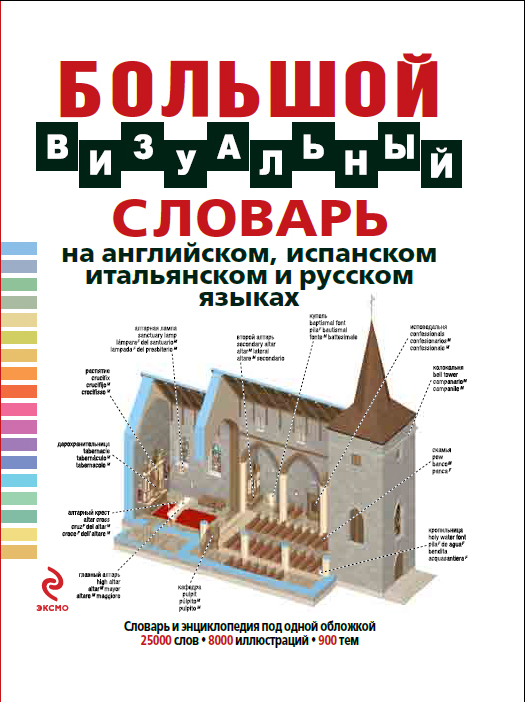 Большой визуальный словарь на английском, испанском, итальянском и русском языках купить