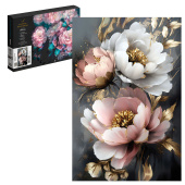 Картина по номерам ПИОНЫ С ЗОЛОТОМ (20х30 см, 15 цветов, с акриловыми красками и кистями, картонная коробка) купить