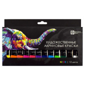 Краски акриловые СЛОН (12 цветов, 12 мл, неоновые цвета) купить