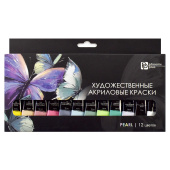 Краски акриловые БАБОЧКИ (12 цветов, 12 мл, перламутровые цвета) купить