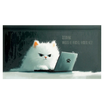 Ежедневник недатированный КОТ С НОУТБУКОМ (171х93 мм, 64 листа, твёрдый переплёт) купить