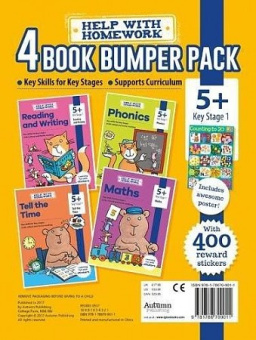 Help with Homework: Workbooks 5+ Maths, Phonics, Reading & Writing, Tell the Time Pack купить
