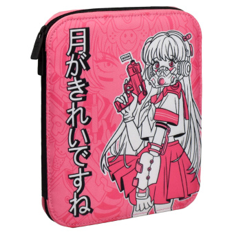 Пенал-органайзер для пишущих принадлежностей школьный КИБЕРАНИМЕ (без наполнения, 16.5х23.5х3 см, полиэстер, молния, сублимационная печать, ПЭТ-пакет) купить